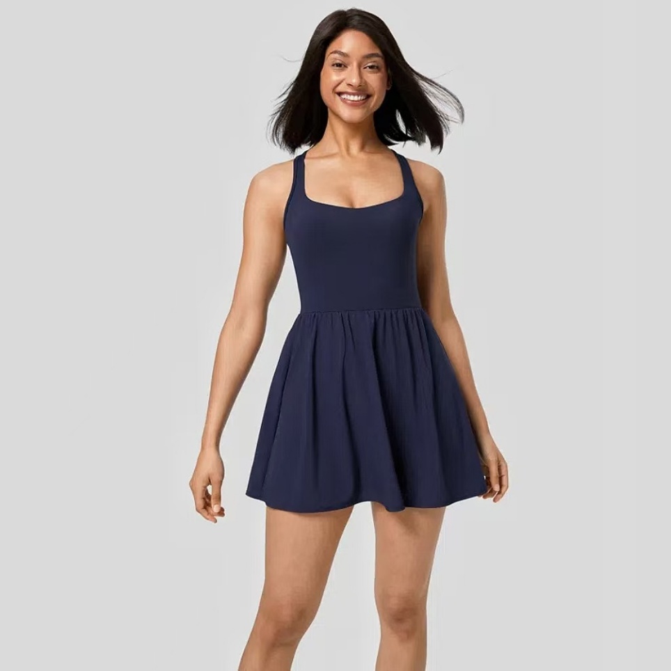Womens Sleeveless Fit and Flare Mini Activewear Dress